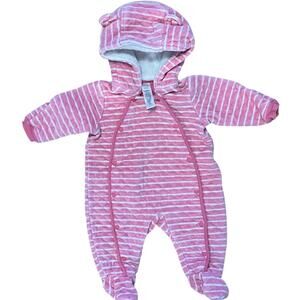 Nordstrom Baby | Pink Striped Hooded Bunting Footie | 6M